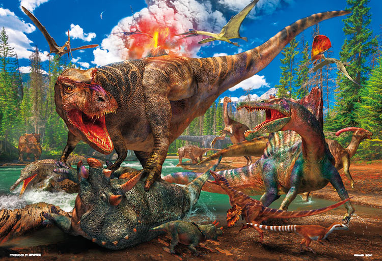 BEV-40-020　服部　雅人　ティラノサウルス VS トリケラトプス　40ピース　ジグソーパズル　［CP-DN］