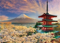 夕桜に染まる富士と浅間神社（風景）　600ピース　ジグソーパズル　BEV-66-206　［CP-NI］［CP-FJ］