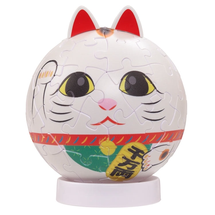 パズころりん招き猫白 60ピース YAM-2003-527 直径7.6cm